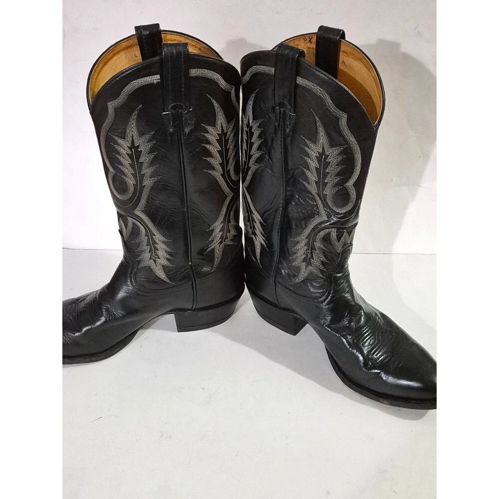 Tony Lama Style #2914 Black Leather Western Boots Men's Size 9EE USA